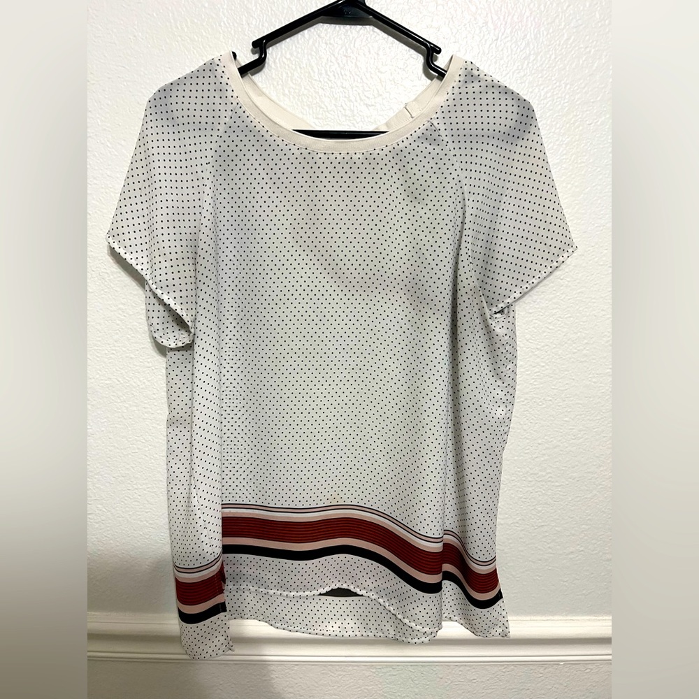Loft polka dot white blouse